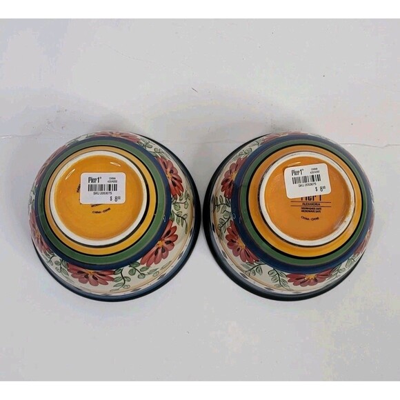 Vintage Pier 1 Alexandria Floral Soup Bowls (Set of 2) - Picture 2 of 7